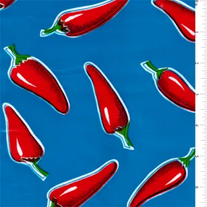 Royal Chili Pepper Oilcloth Fabric - Reorderable