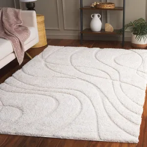 SAFAVIEH Florida Shag Collection Area Rug - 6' x 9', Creme & Creme, Non-Shedding & Easy Care, 1.2-inch Thick Ideal for High Traffic Areas in Living Room, Bedroom (SG471-1111)