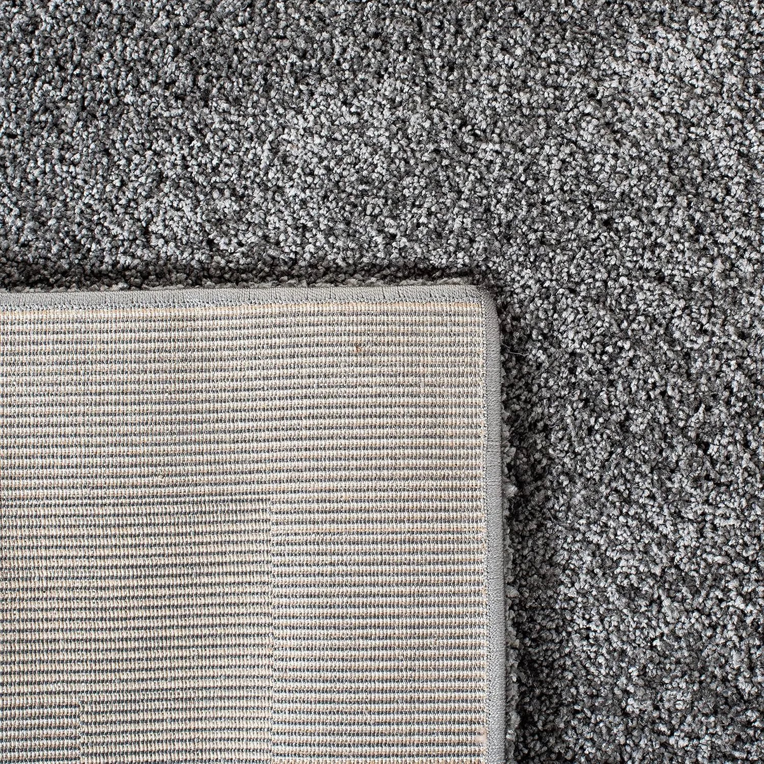 SAFAVIEH Florida Shag Collection Area Rug - 6' x 9', Grey & Grey, Border Design, Non-Shedding & Easy Care, 1.2-inch Thick Ideal for High Traffic Areas in Living Room, Bedroom (SG454-8080)
