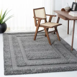 SAFAVIEH Florida Shag Collection Area Rug - 6' x 9', Grey & Grey, Border Design, Non-Shedding & Easy Care, 1.2-inch Thick Ideal for High Traffic Areas in Living Room, Bedroom (SG454-8080)