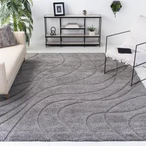 SAFAVIEH Florida Shag Collection Area Rug - 8' x 10', Grey & Grey, Non-Shedding & Easy Care, 1.2-inch Thick Ideal for High Traffic Areas in Living Room, Bedroom (SG471-8080)