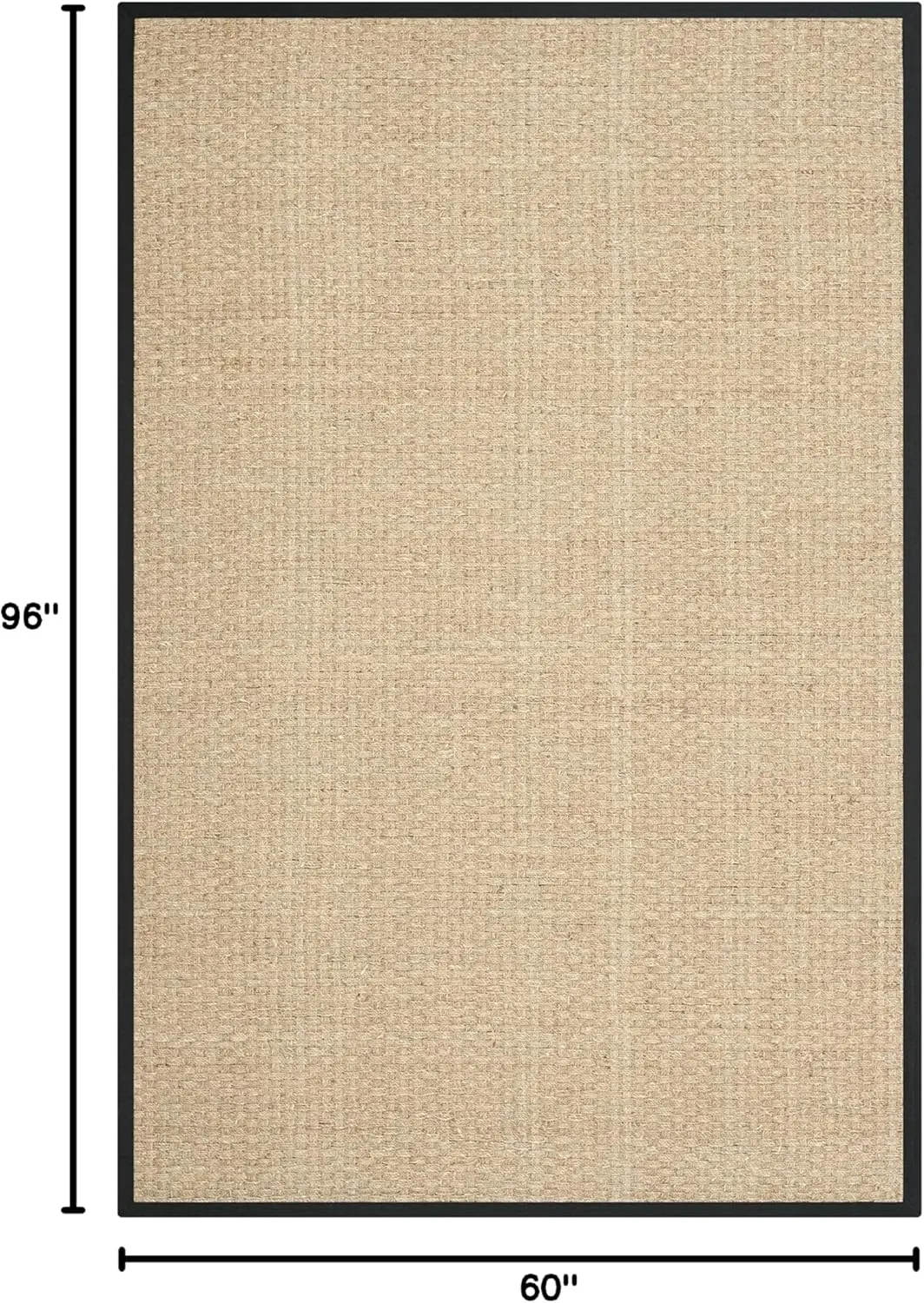 SAFAVIEH Natural Fiber Collection Area Rug - 5' x 8', Natural & Black, Border Basketweave Seagrass Design, Easy Care, Ideal for High Traffic Areas in Living Room, Bedroom (NF114C)
