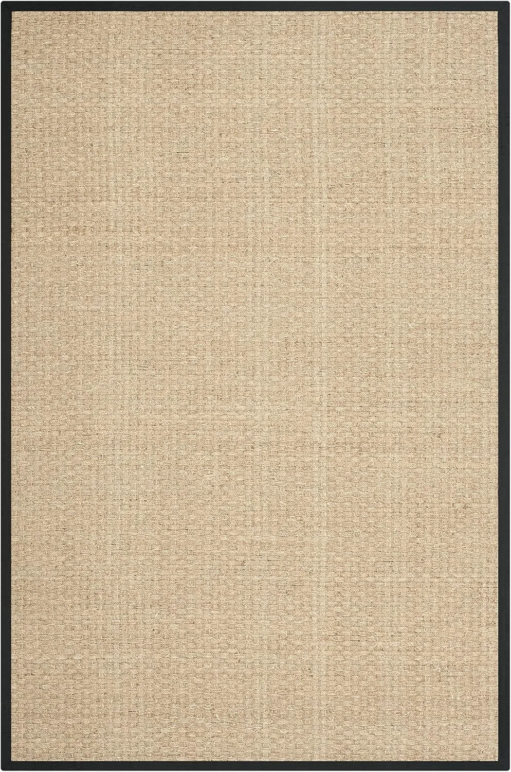 SAFAVIEH Natural Fiber Collection Area Rug - 5' x 8', Natural & Black, Border Basketweave Seagrass Design, Easy Care, Ideal for High Traffic Areas in Living Room, Bedroom (NF114C)