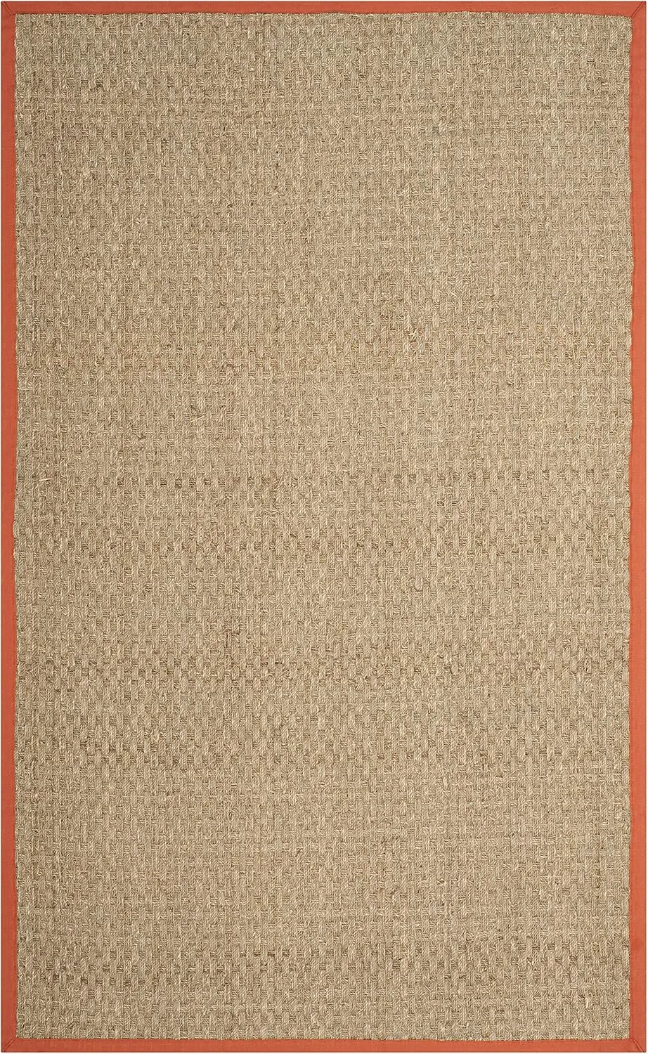 SAFAVIEH Natural Fiber Collection Area Rug - 5' x 8', Natural & Rust, Border Basketweave Seagrass Design, Easy Care, Ideal for High Traffic Areas in Living Room, Bedroom (NF114Y)