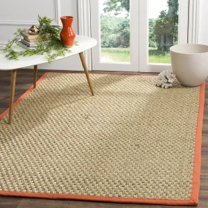 SAFAVIEH Natural Fiber Collection Area Rug - 5' x 8', Natural & Rust, Border Basketweave Seagrass Design, Easy Care, Ideal for High Traffic Areas in Living Room, Bedroom (NF114Y)