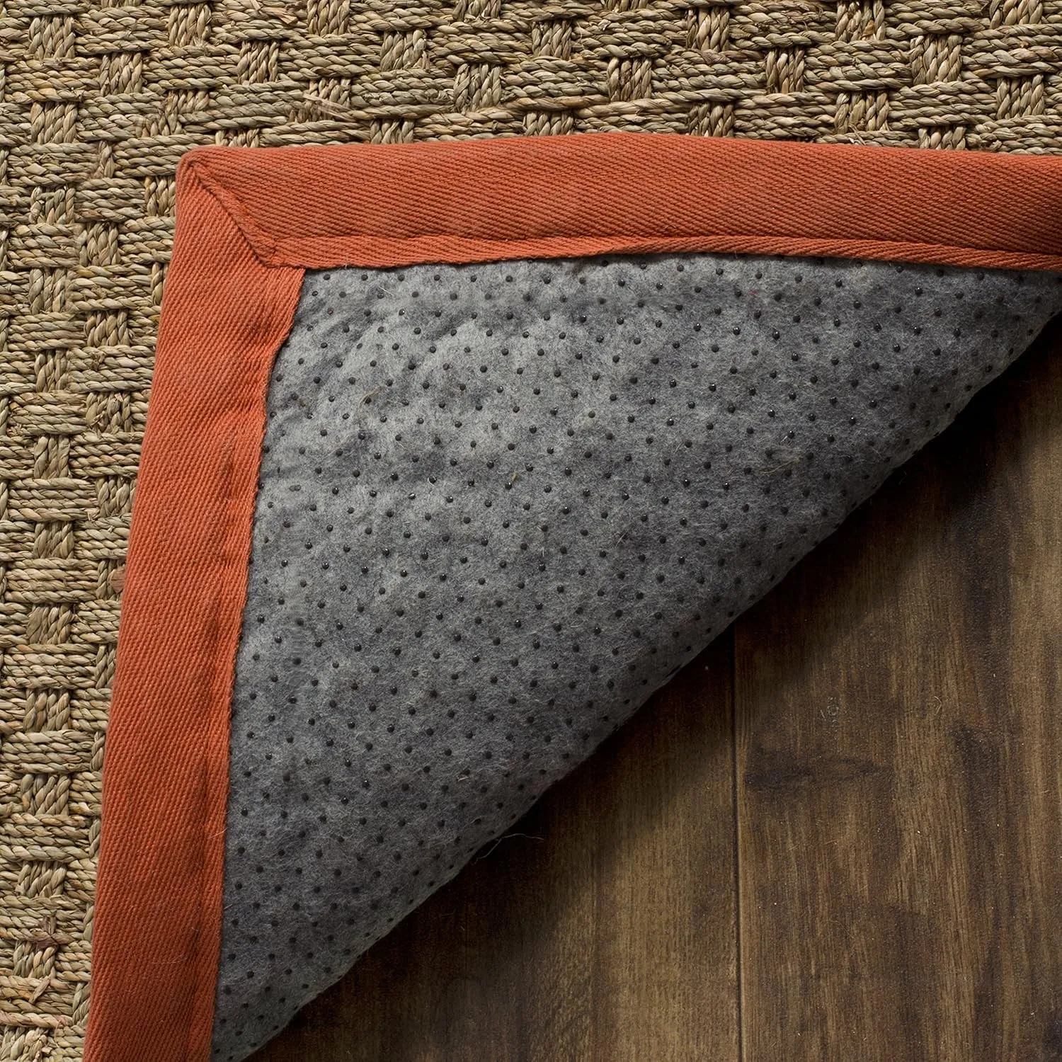 SAFAVIEH Natural Fiber Collection Area Rug - 5' x 8', Natural & Rust, Border Basketweave Seagrass Design, Easy Care, Ideal for High Traffic Areas in Living Room, Bedroom (NF114Y)