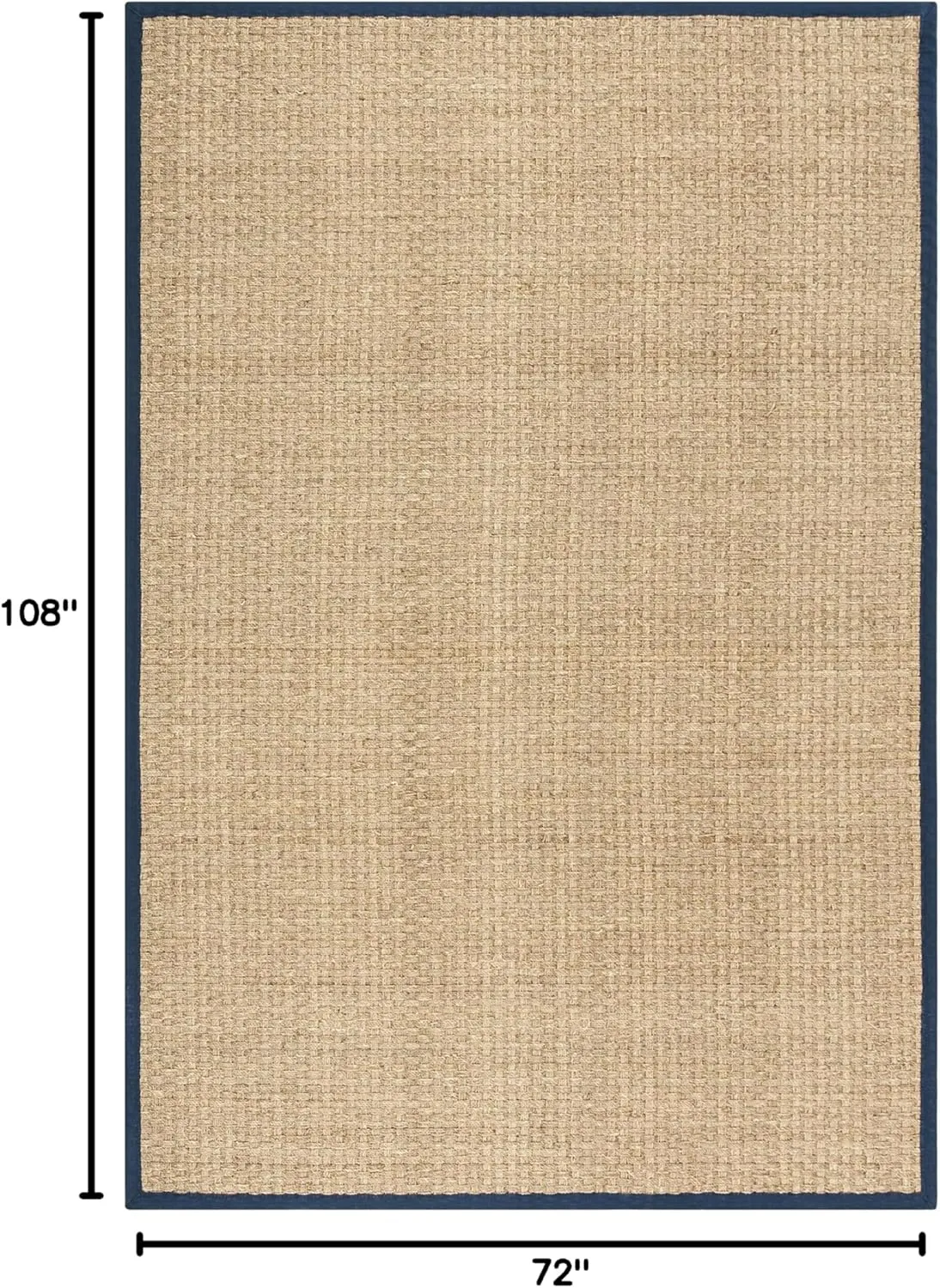 SAFAVIEH Natural Fiber Collection Area Rug - 6' x 9', Natural & Blue, Border Basketweave Seagrass Design, Easy Care, Ideal for High Traffic Areas in Living Room, Bedroom (NF114E)