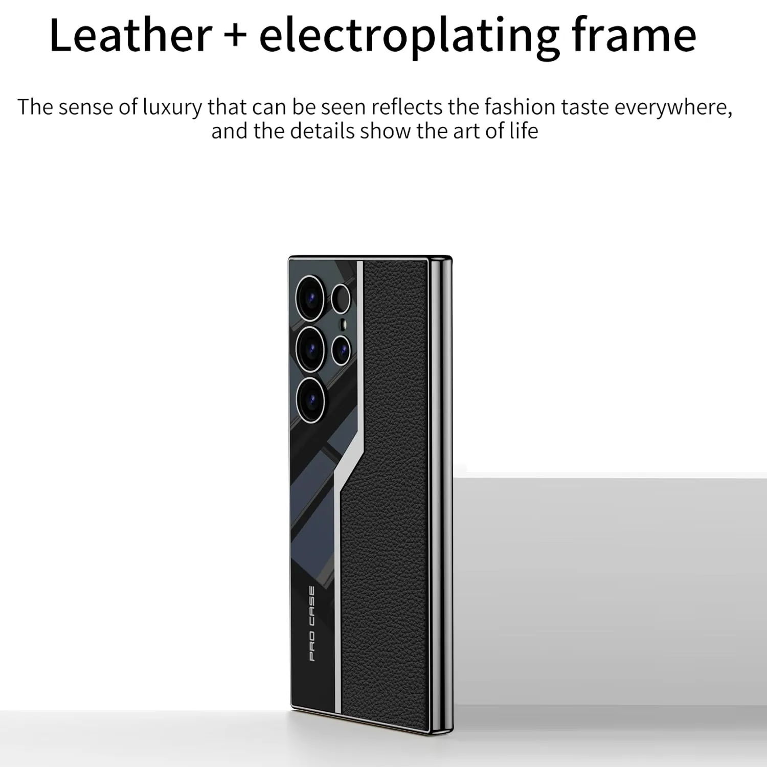 Samsung Galaxy S24 Ultra GKK Electroplated Lens Pro Case Half Leather Half Glass with Camera Protection - Black / Green