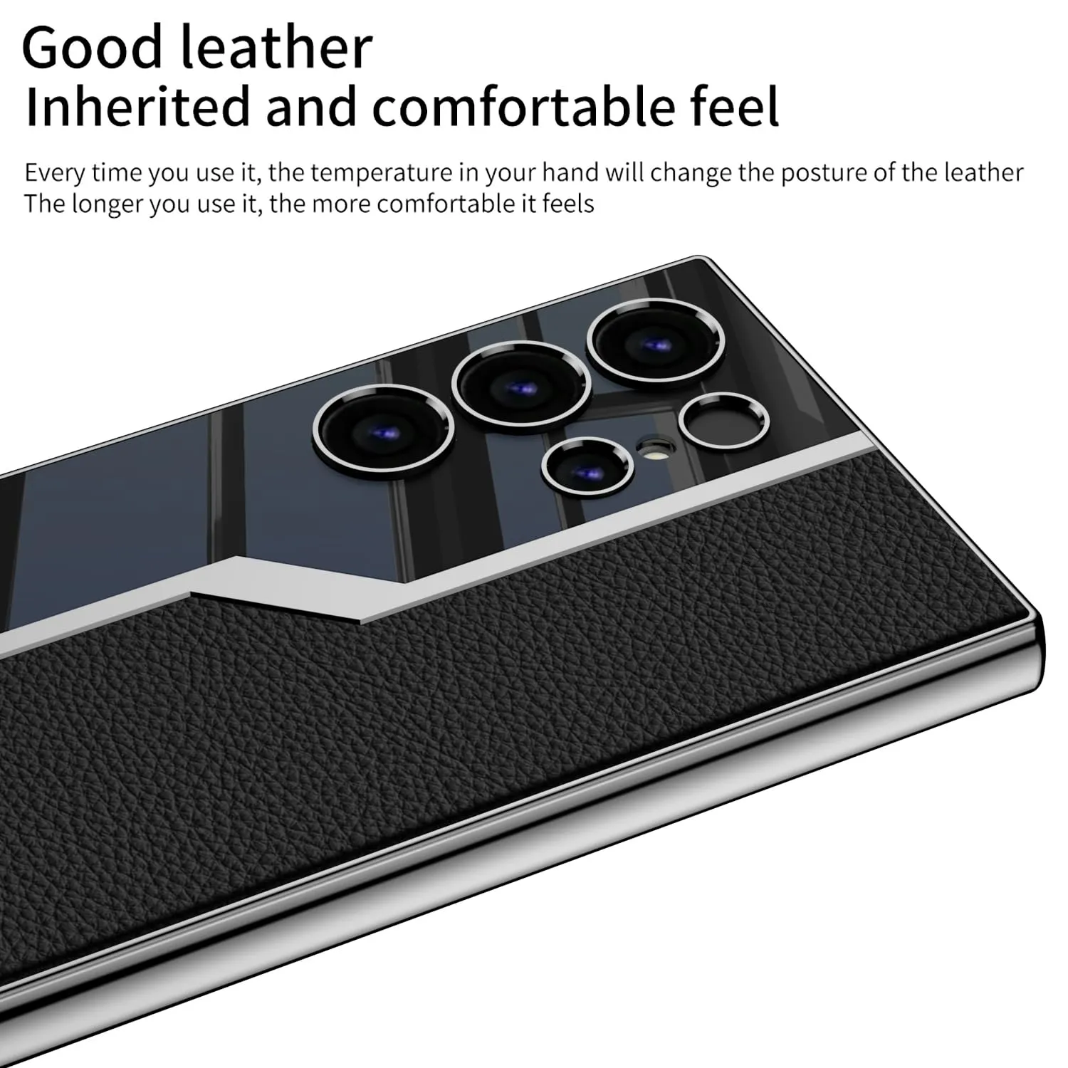Samsung Galaxy S24 Ultra GKK Electroplated Lens Pro Case Half Leather Half Glass with Camera Protection - Black / Green