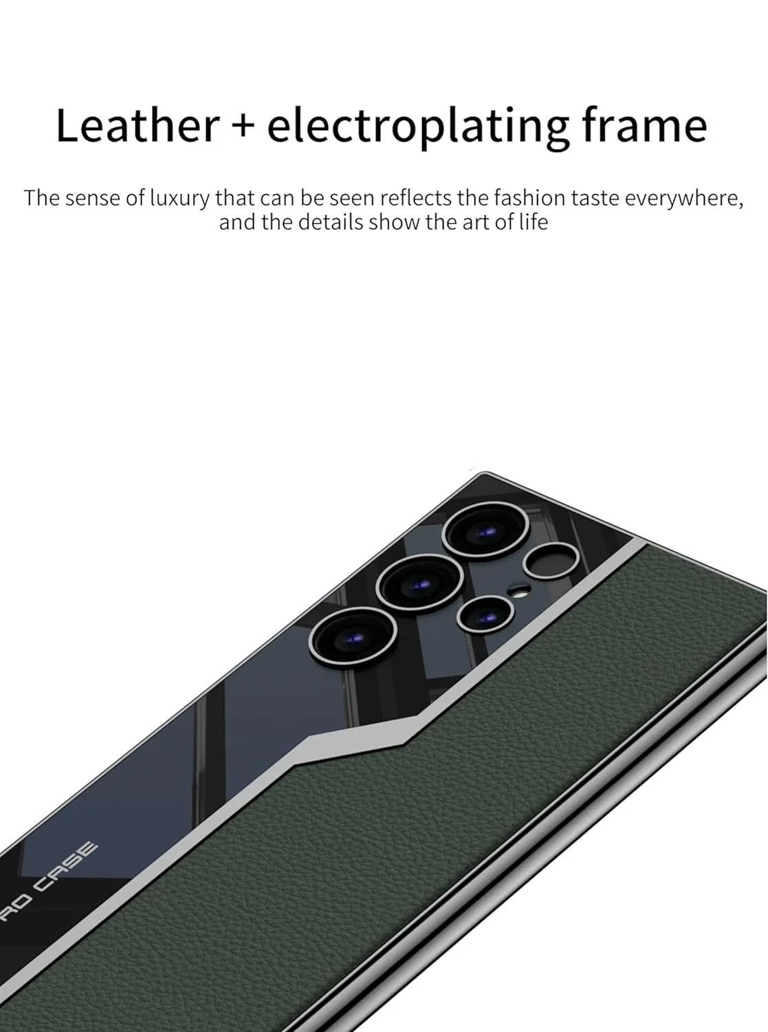 Samsung Galaxy S24 Ultra GKK Electroplated Lens Pro Case Half Leather Half Glass with Camera Protection - Black / Green