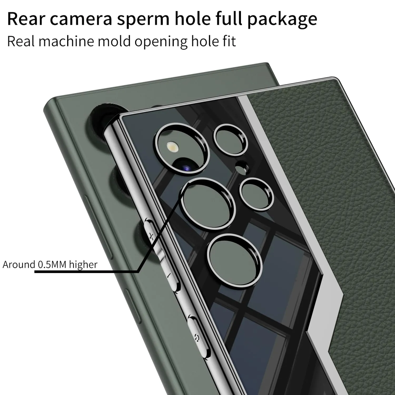 Samsung Galaxy S24 Ultra GKK Electroplated Lens Pro Case Half Leather Half Glass with Camera Protection - Black / Green