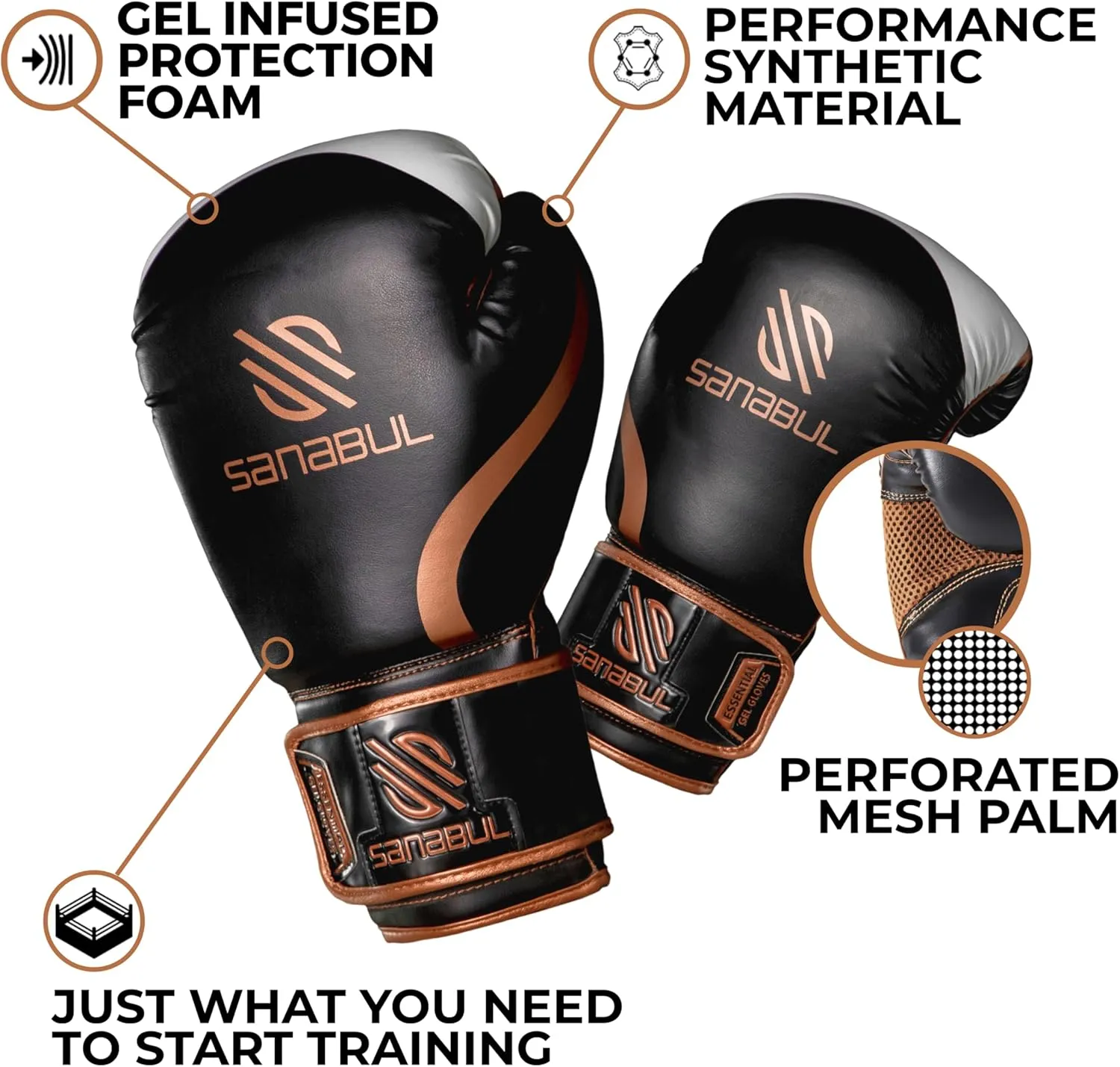 Sanabul Essential Gel Boxing Gloves for Men & Women, Kickboxing MMA, Muay Thai Gloves and Heavy Bag Training Punching & Sparring
