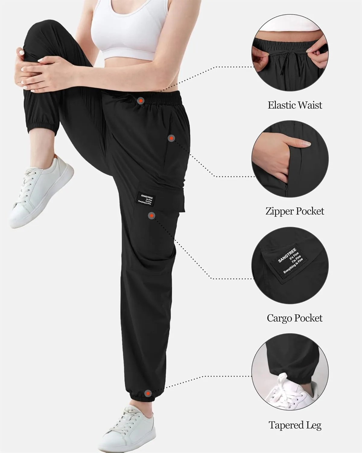 SANGTREE Girls & Women's Waterproof Outdoor Casual Cargo Jogger Pants