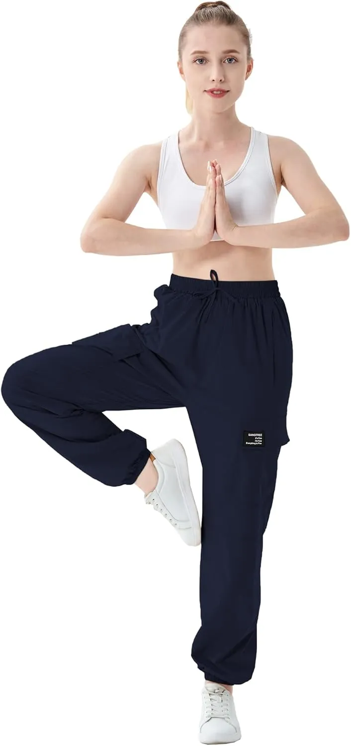 SANGTREE Girls & Women's Waterproof Outdoor Quick Dry Casual Hiking Cargo Jogger Pants with Pockets