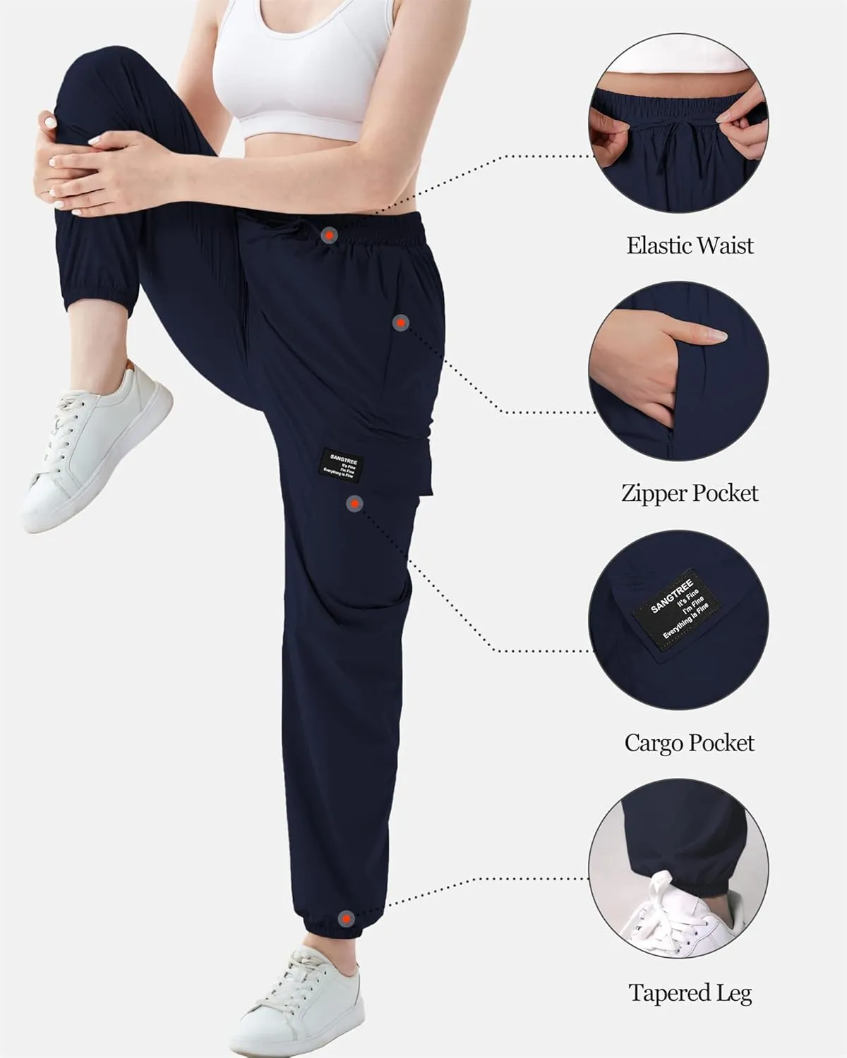 SANGTREE Girls & Women's Waterproof Outdoor Quick Dry Casual Hiking Cargo Jogger Pants with Pockets