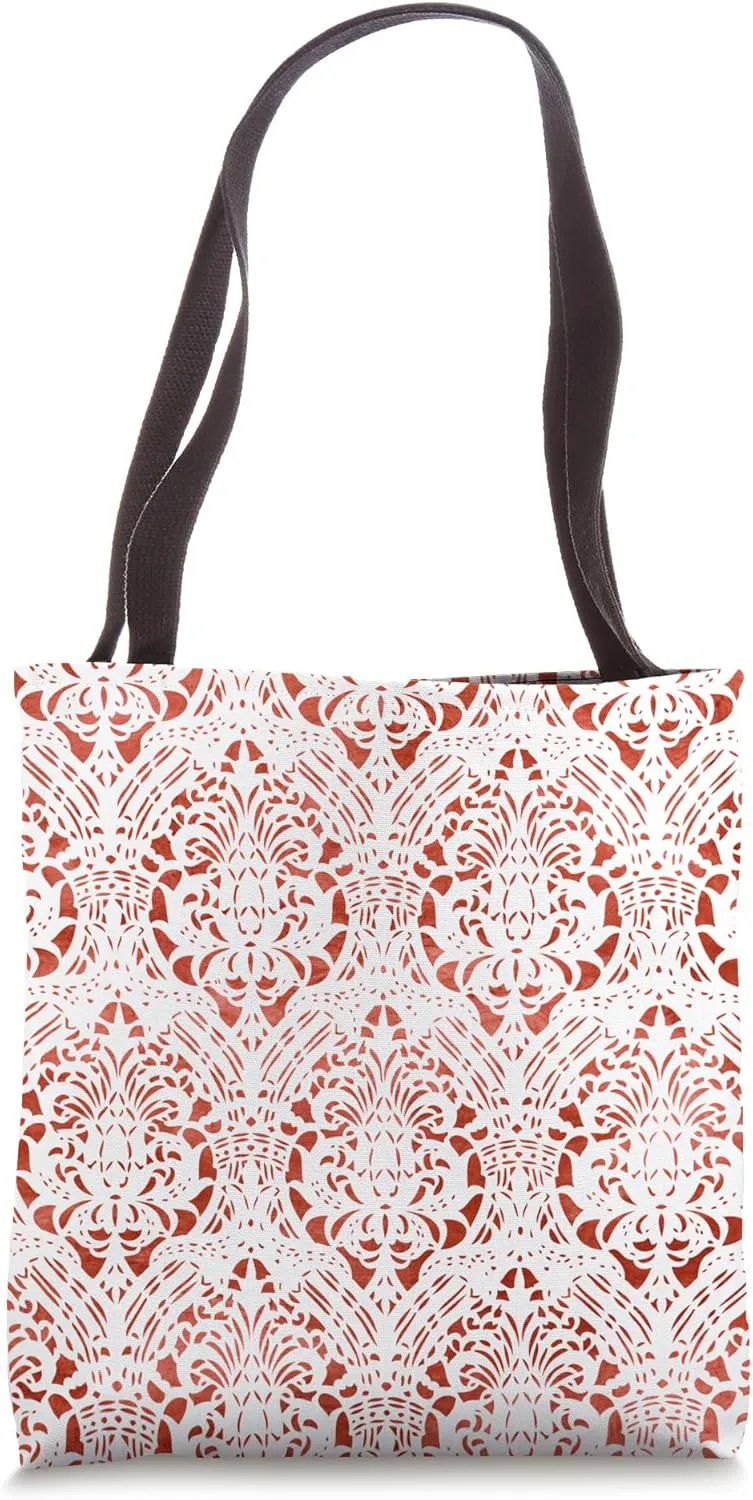 Sanguine Red Vintage Pattern Tote Bag
