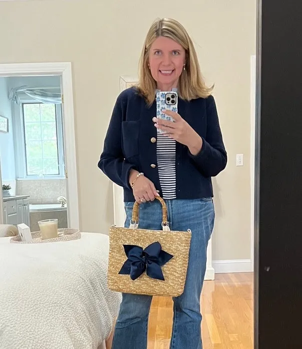 Sankaty Straw Tote with Interchangeable Bow - Yellow