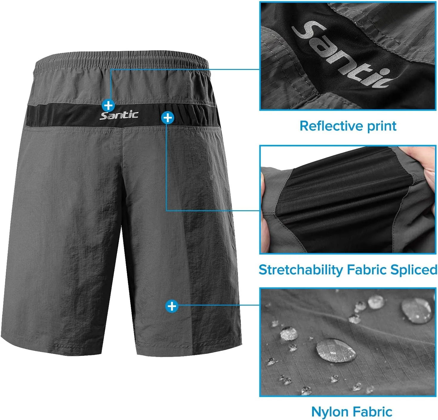 Santic Men's 3D Padded Mountain Bike Shorts Lightweight Cycling MTB Shorts