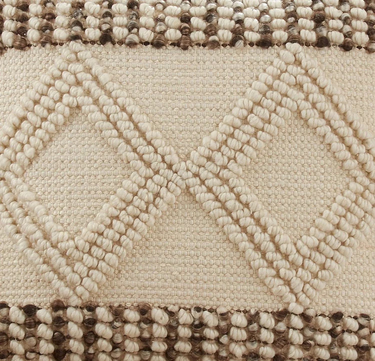 SARO LIFESTYLE Haniyah Collection Woven Textured Pillow Cover with Diamond Design, 18" x 18", Ivory