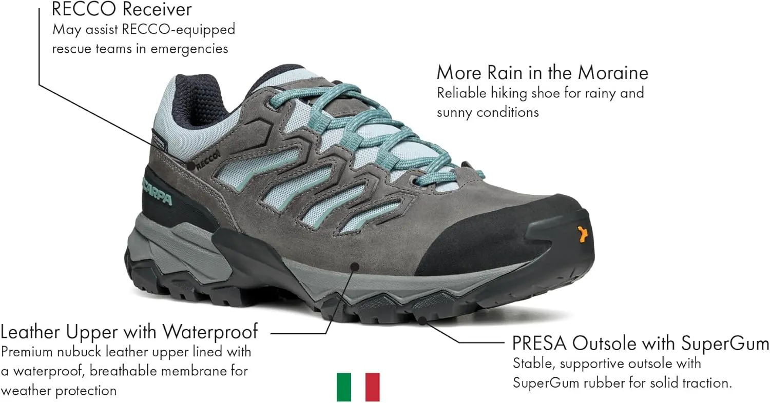 SCARPA Women's Moraine WP Waterproof Breathable Shoes for Backpacking & Hiking