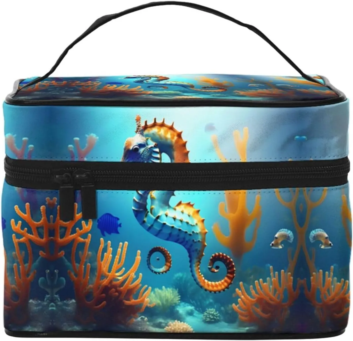 Seabed coral seahorse Travel cosmetic bag, essential for outdoor travel enthusiasts, has a simple internal structure.