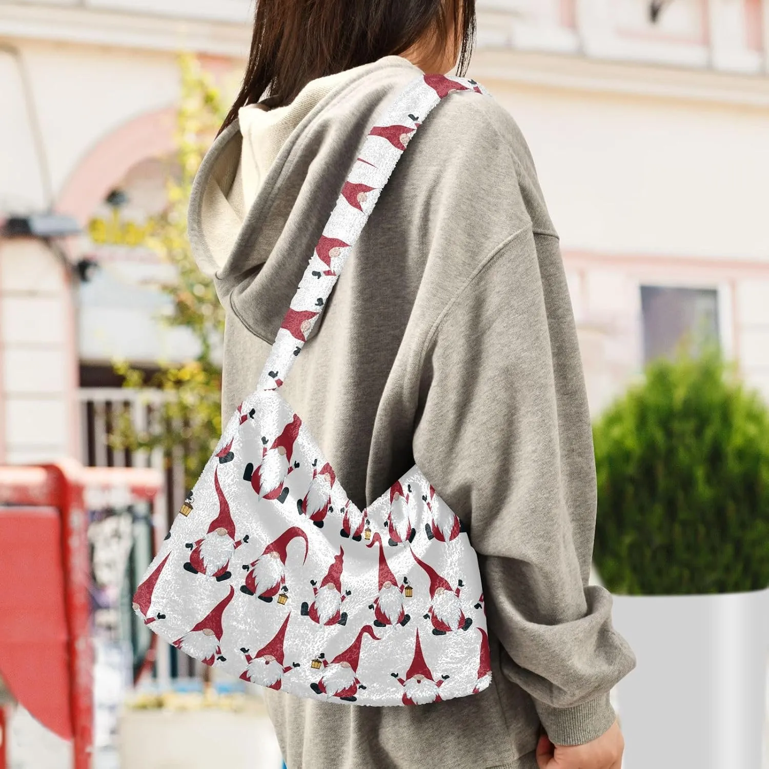 senya Plush Underarm Bag Christmas Snowflakes Fall Winter Tote Bag