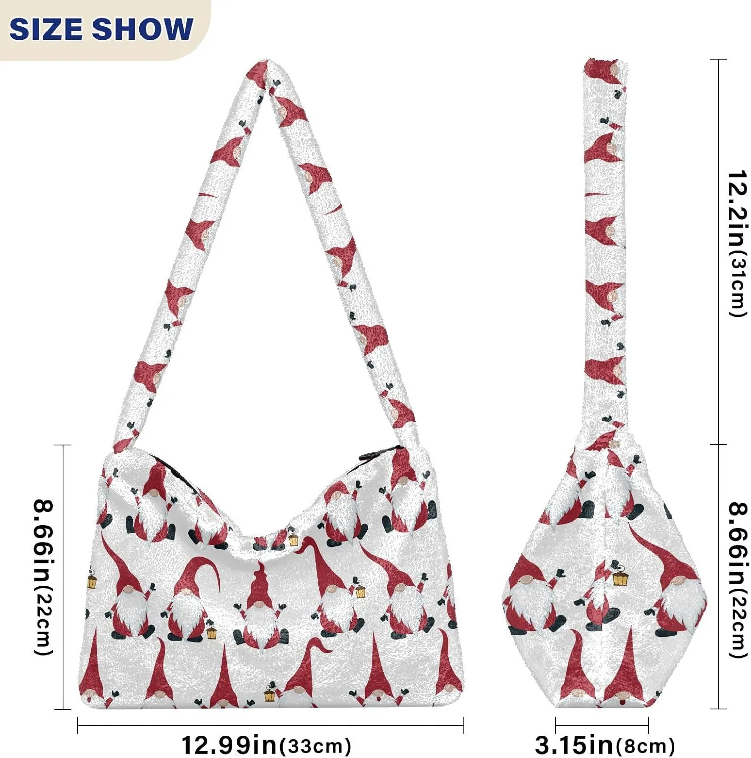 senya Plush Underarm Bag Christmas Snowflakes Fall Winter Tote Bag
