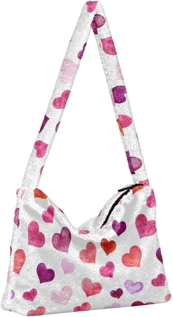 senya Plush Underarm Bag Christmas Snowflakes Fall Winter Tote Bag