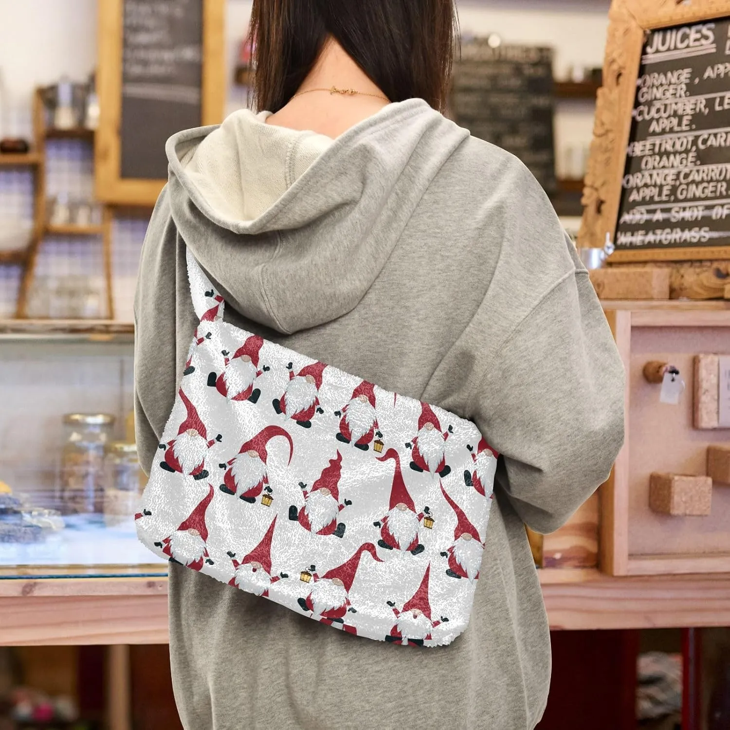 senya Plush Underarm Bag Christmas Snowflakes Fall Winter Tote Bag