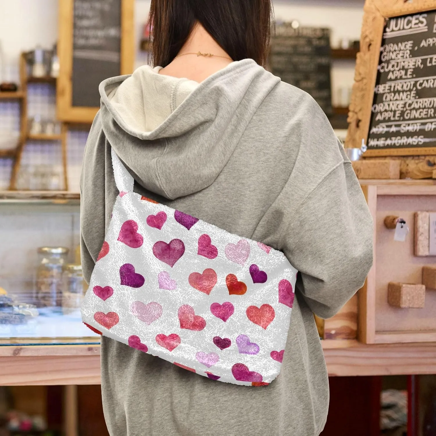 senya Plush Underarm Bag Christmas Snowflakes Fall Winter Tote Bag