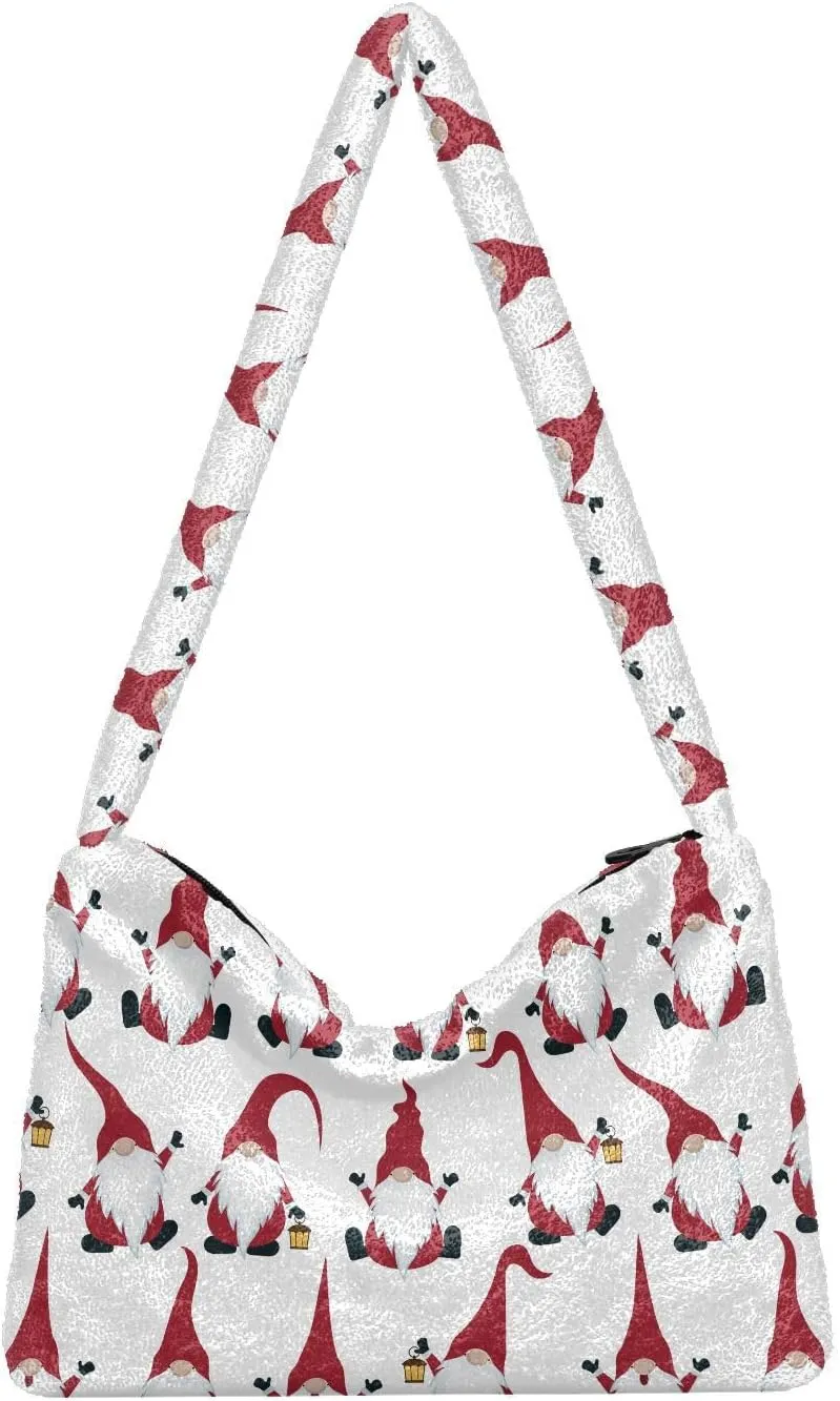 senya Plush Underarm Bag Christmas Snowflakes Fall Winter Tote Bag