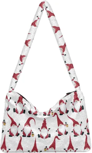senya Plush Underarm Bag Christmas Snowflakes Fall Winter Tote Bag
