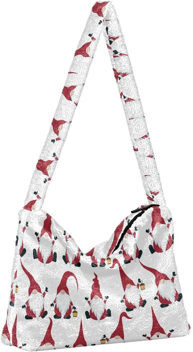 senya Plush Underarm Bag Christmas Snowflakes Fall Winter Tote Bag