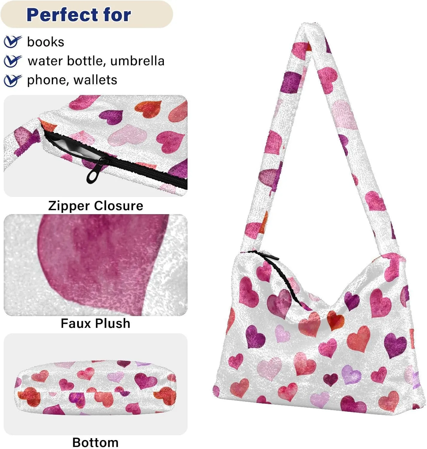 senya Plush Underarm Bag Christmas Snowflakes Fall Winter Tote Bag