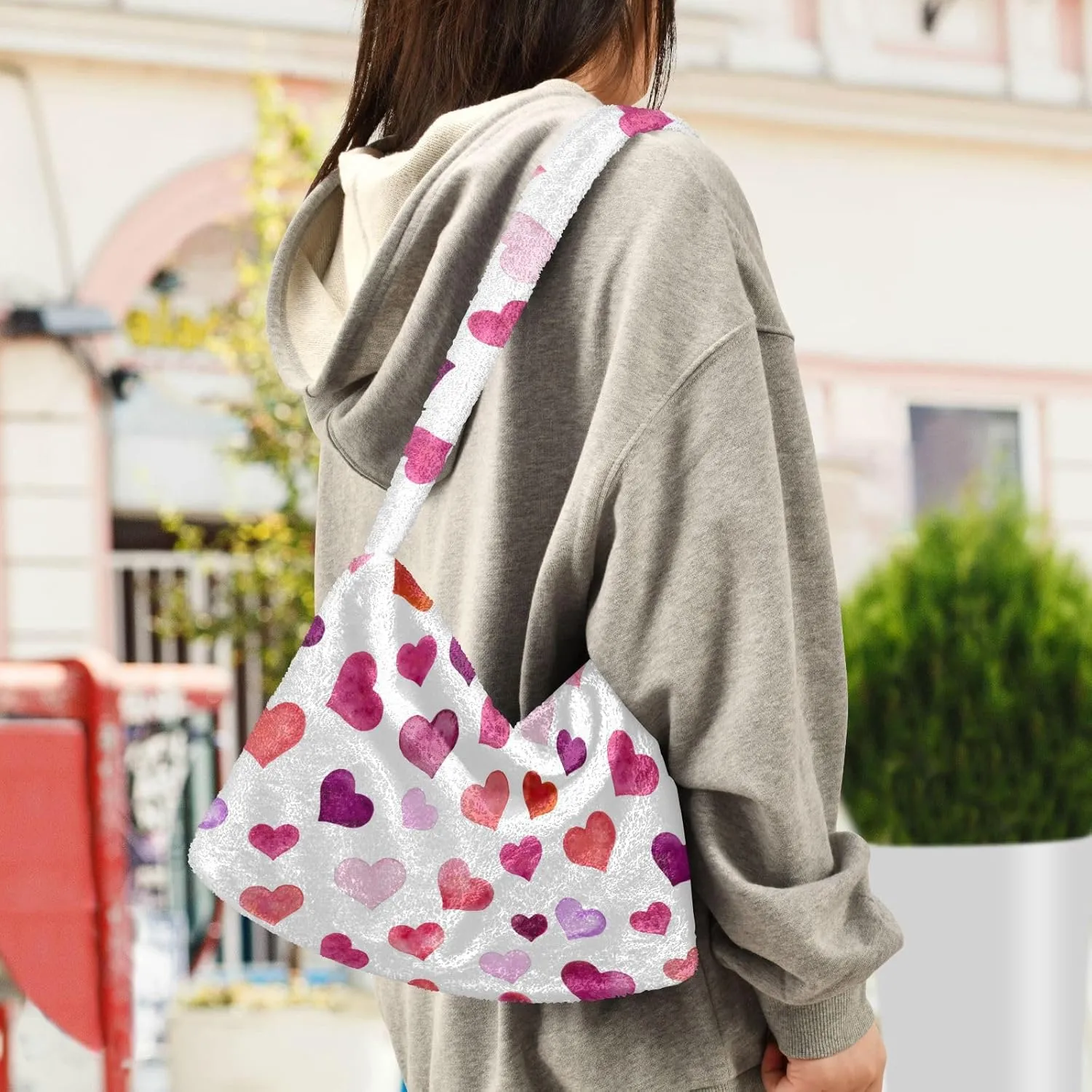 senya Plush Underarm Bag Christmas Snowflakes Fall Winter Tote Bag