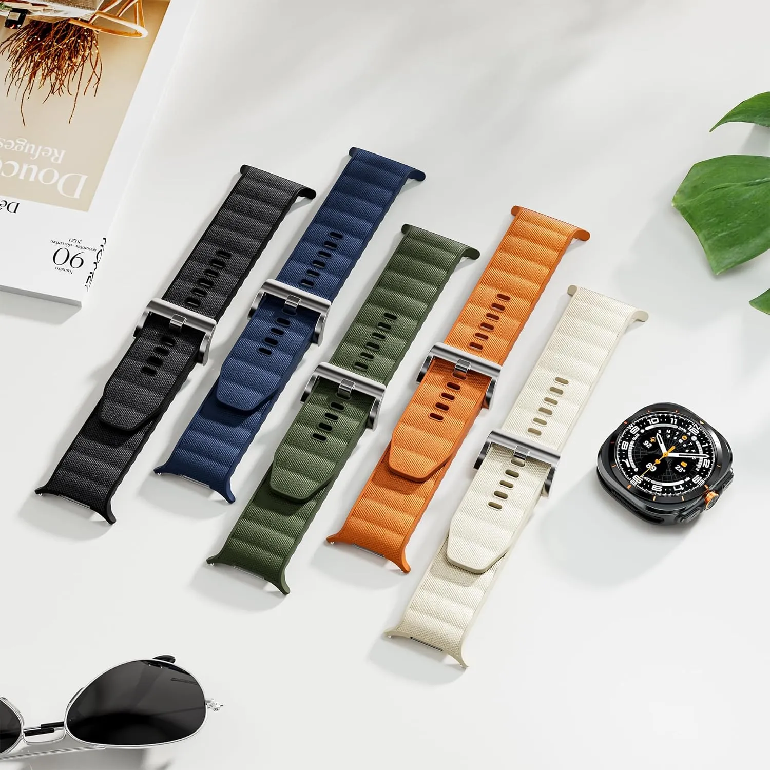 SERDAS Silicone Nylon Band For Samsung Galaxy Watch Ultra Strap 47mm Functional Sport Strap Bracelet Watchbands