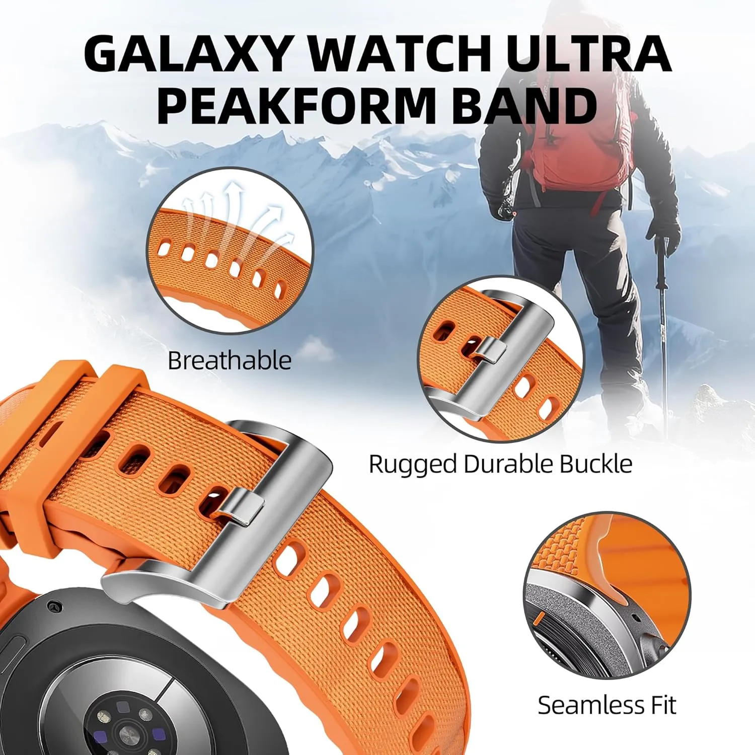 SERDAS Silicone Nylon Band For Samsung Galaxy Watch Ultra Strap 47mm Functional Sport Strap Bracelet Watchbands