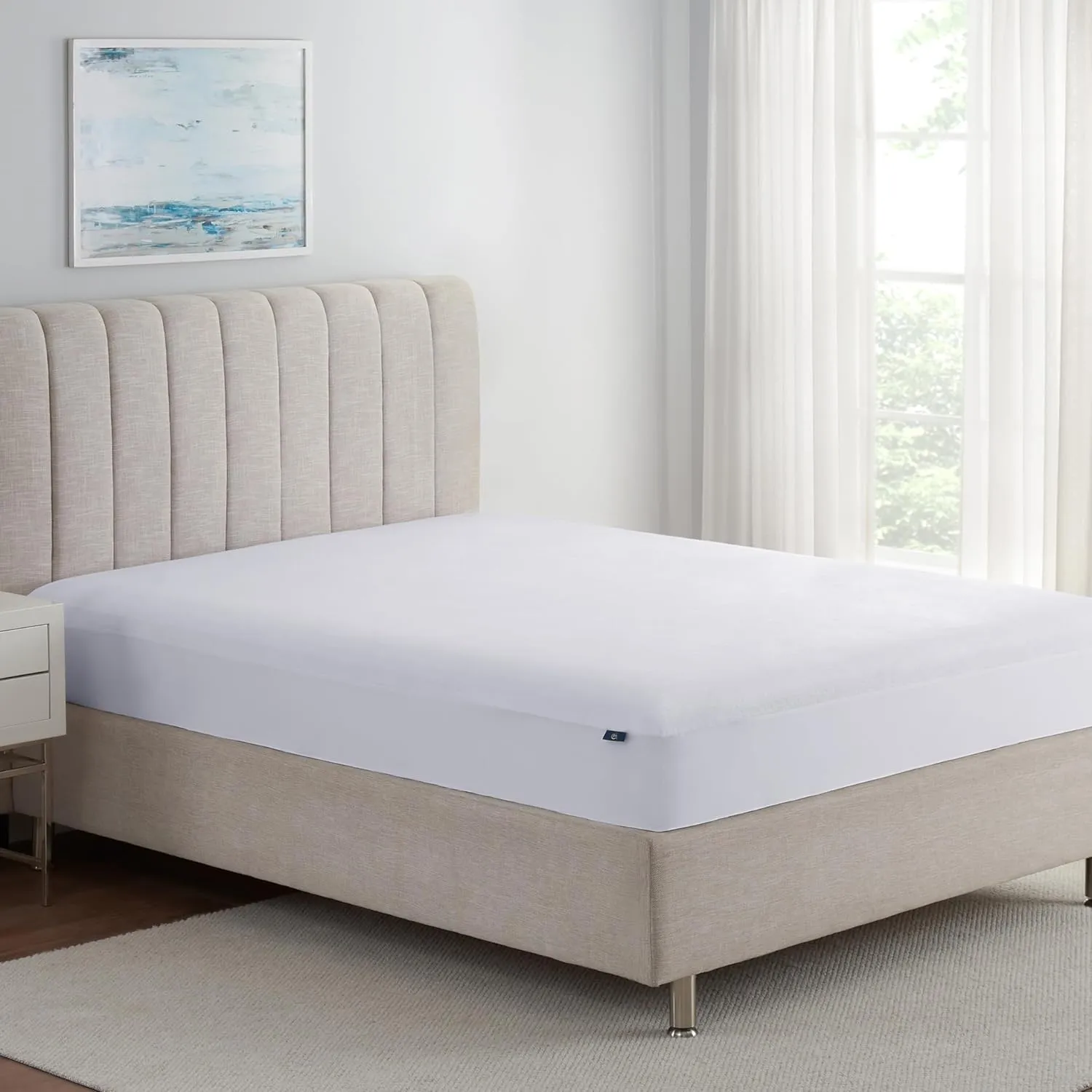 Serta Soft Top Mattress Cover, 76" x 80" Odor-Preventing and Stain-Resistant Waterproof Mattress Protector, 18" Elastic Deep Pocket for Secure Fit, King Mattress Pad, White