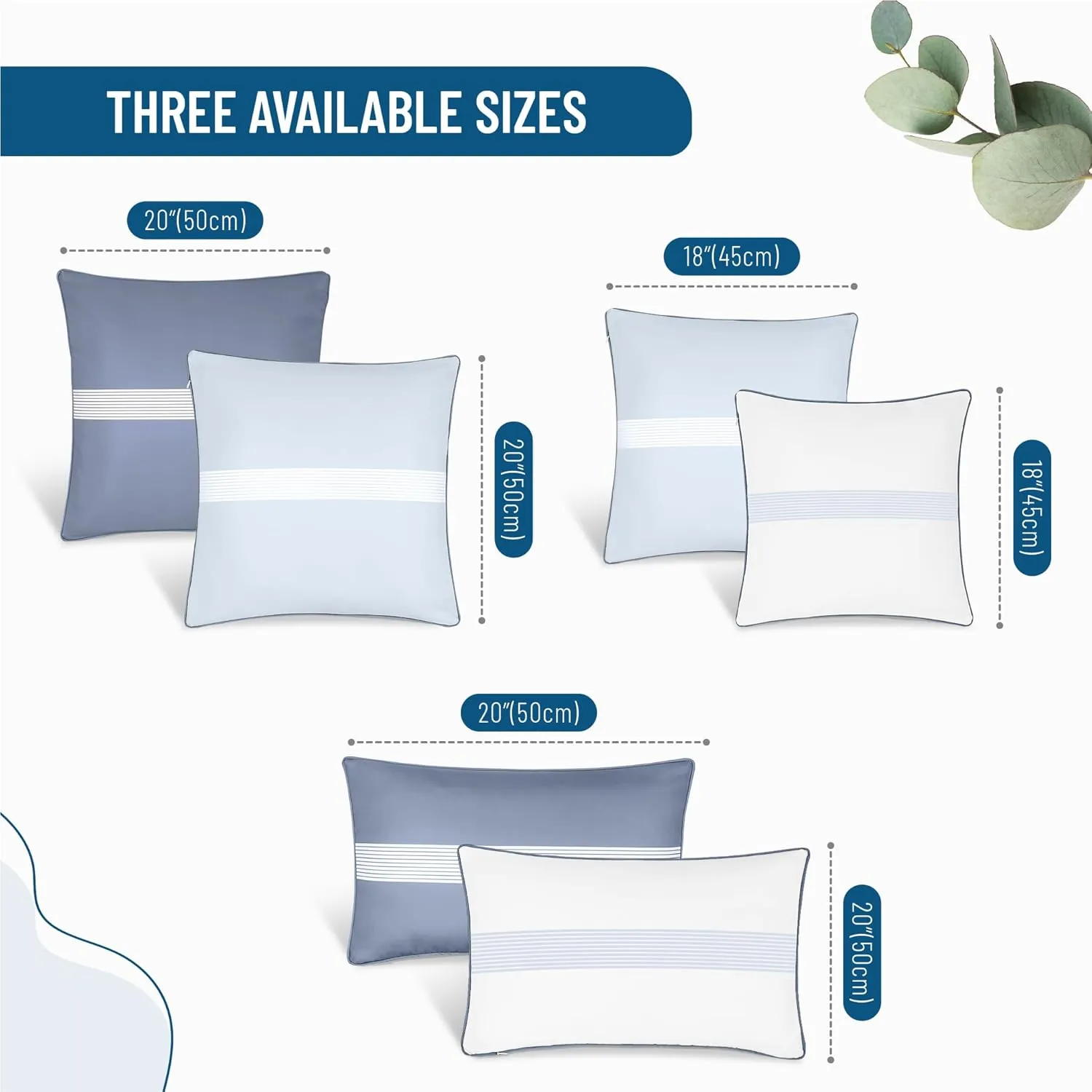 Set of 2 Outdoor Pillows Waterproof - Decorative Patio Throw Pillows for Outdoor Furniture - Lumbar & Accent Pillow Covers for Porch, Garden, Deck & Backyard (Blue and White, 20" x 12")