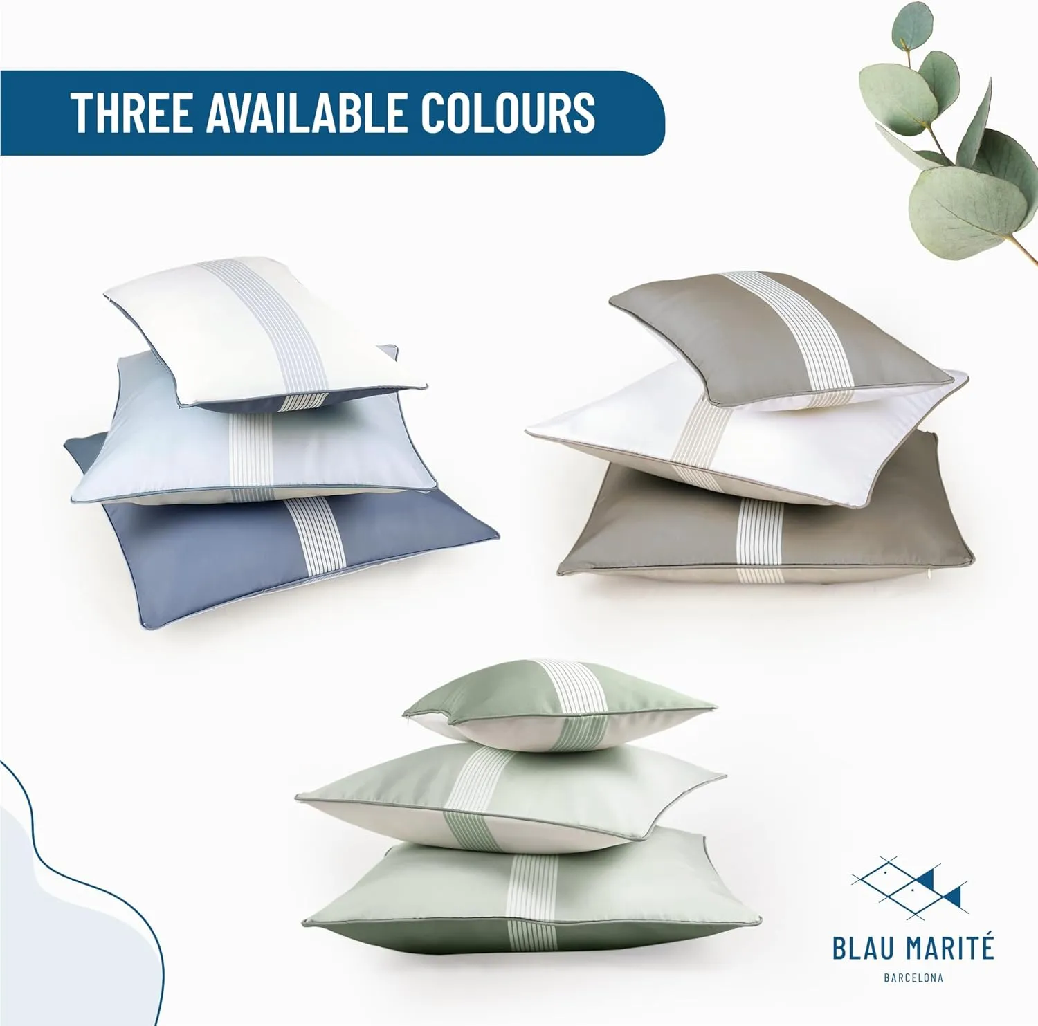 Set of 2 Outdoor Pillows Waterproof - Decorative Patio Throw Pillows for Outdoor Furniture - Lumbar & Accent Pillow Covers for Porch, Garden, Deck & Backyard (Blue and White, 20" x 12")
