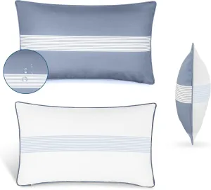 Set of 2 Outdoor Pillows Waterproof - Decorative Patio Throw Pillows for Outdoor Furniture - Lumbar & Accent Pillow Covers for Porch, Garden, Deck & Backyard (Blue and White, 20" x 12")