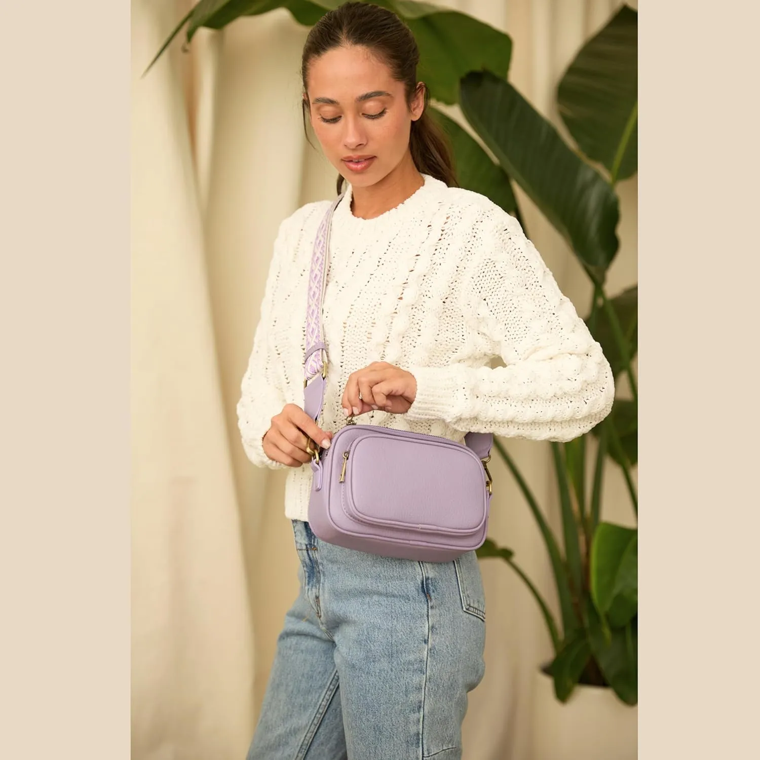 SG SUGU Small Crossbody Bag for Women, Triple Compartment Shoulder Handbags with Adjustable Strap, Camera Purse for Everyday