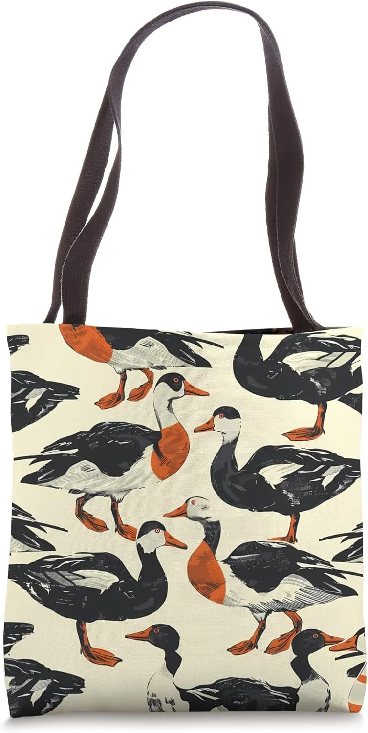 Shelduck Duotone Animal Wildlife Pattern Decor Tote Bag
