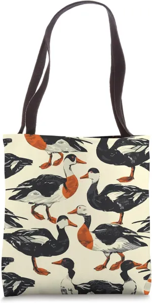 Shelduck Duotone Animal Wildlife Pattern Decor Tote Bag