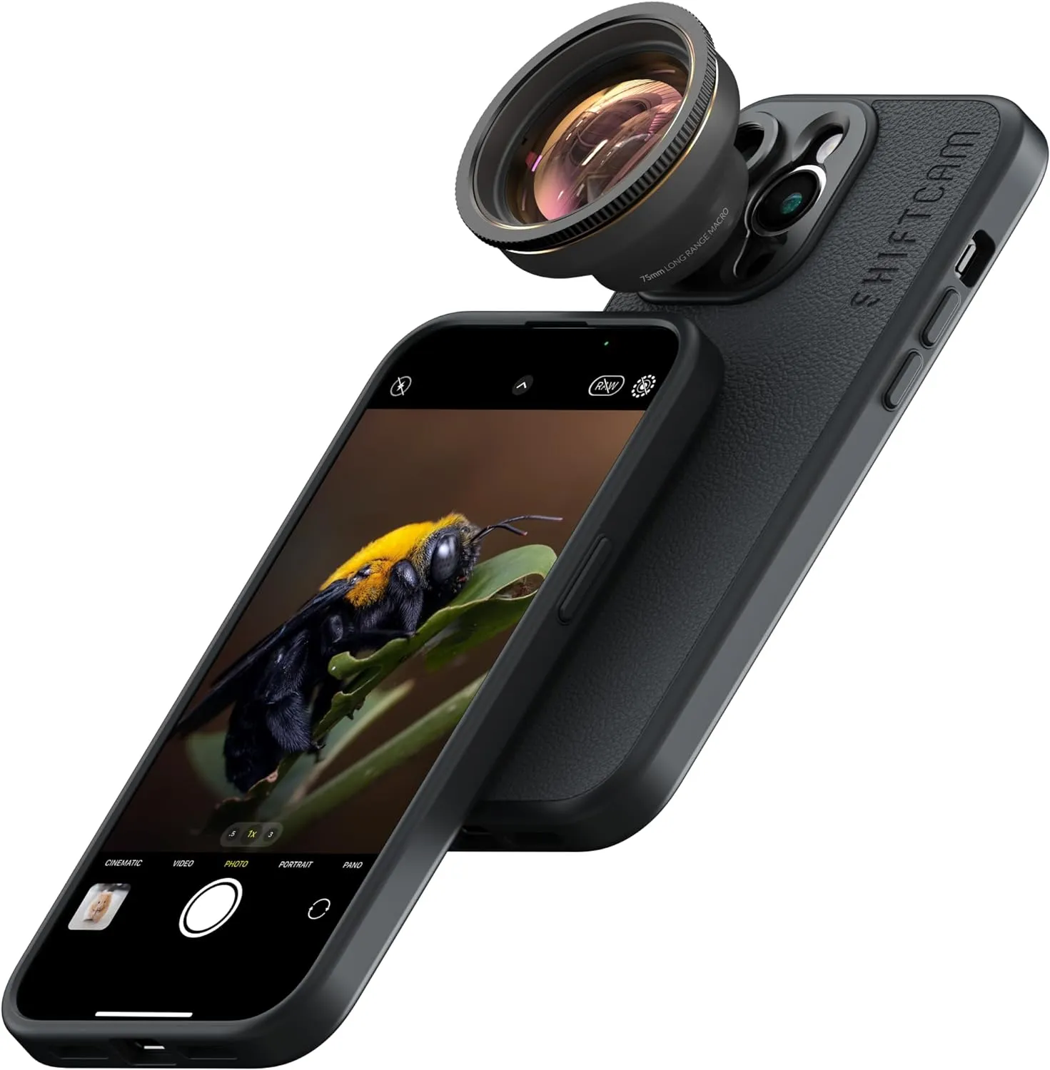 Shiftcam | LensUltra 75mm Long Range Macro Lens - 10x Magnification, 70-100mm Focus Distance - Perfect for Close-Up Photography, Stunning Depth of Field, Fine Details, Premium Design