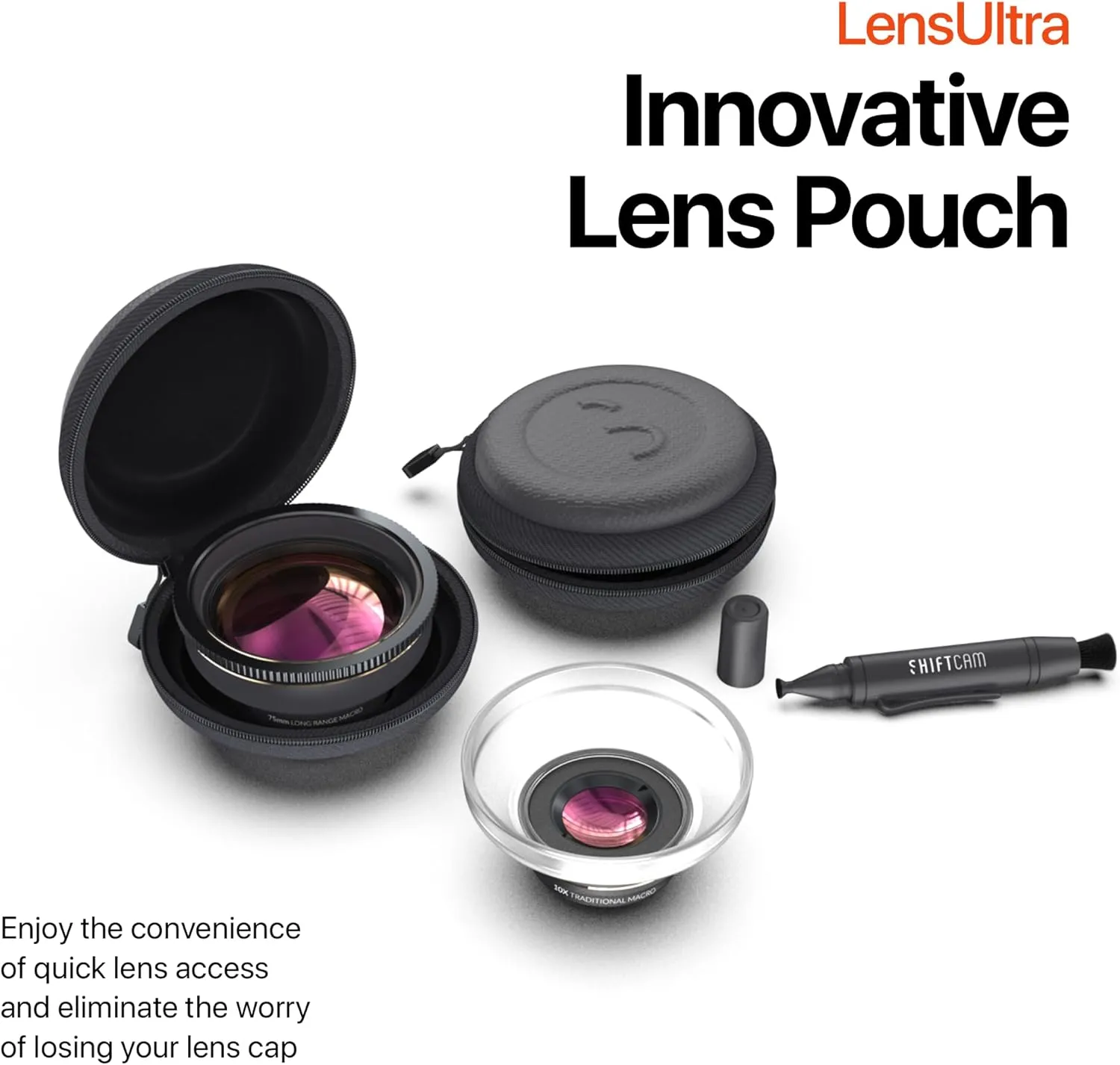 Shiftcam | LensUltra 75mm Long Range Macro Lens - 10x Magnification, 70-100mm Focus Distance - Perfect for Close-Up Photography, Stunning Depth of Field, Fine Details, Premium Design
