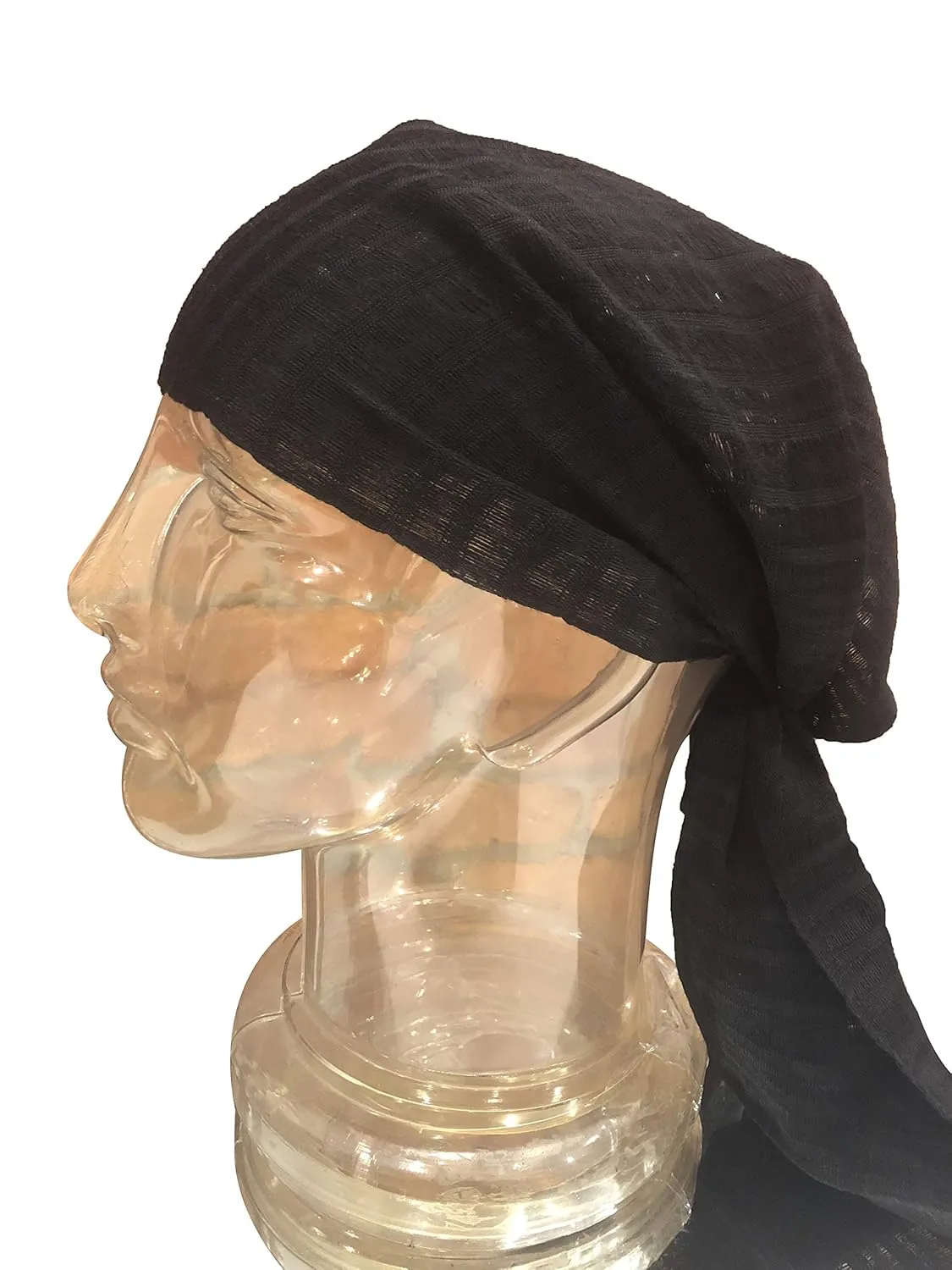 Short Headwrap Scarf Hair Tie Turban Fabric Hand Woven 100% Natural Cotton Breathable Open Net Weave Rainbow Stripes