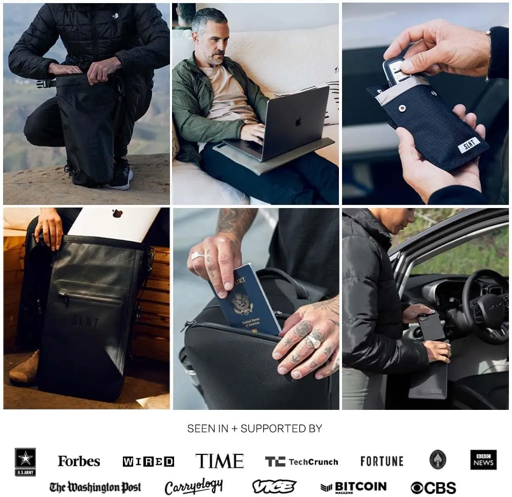Silent Pocket SLNT Quick Access Smartphone Faraday Bag Technology - Weatherproof Signal Blocking Nylon, Device Shielding for Tablets for Travel, Privacy, Anti-Hacking (Charcoal Grey, X-Large)