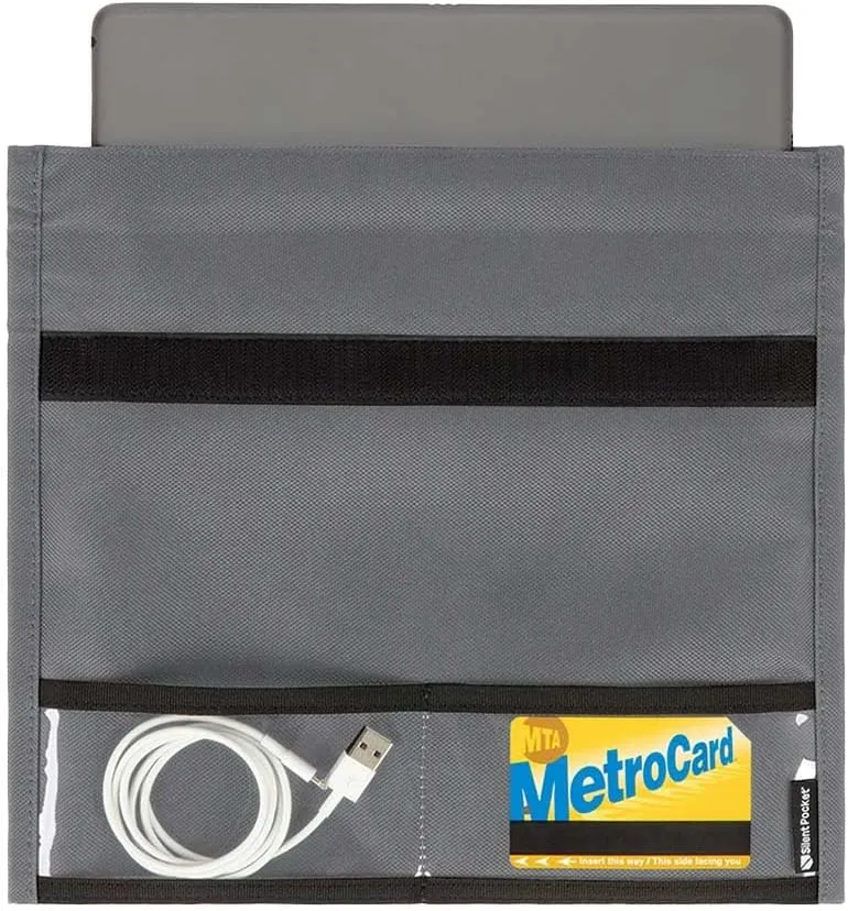 Silent Pocket SLNT Quick Access Smartphone Faraday Bag Technology - Weatherproof Signal Blocking Nylon, Device Shielding for Tablets for Travel, Privacy, Anti-Hacking (Charcoal Grey, X-Large)