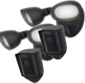 Silicone Skin Case Compatible with Ring Floodlight Cam Wired Pro - Sun Glare, UV & Weather Protection Skins Cover (Black, 2 Pack)
